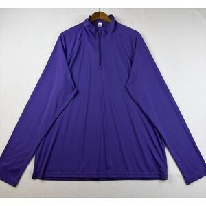 Alo Pullover Quarter Zip Mens Training Shirt 2XL Purple Activewear Mock Neck EUC